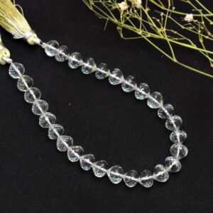 Aaa+ Green Amethyst 8x8mm Onion Briolette Beads , Natural Amethyst Gemstone Faceted Straight Drill Loose Fancy Beads For Jewelry , 8" Strand