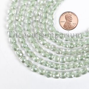 Green Amethyst Briolette Beads, Briolette Box Shape Beads, 5.50-6.50 mm Amethyst Cube Beads, Loose Amethyst Strand, Straight Drill Beads