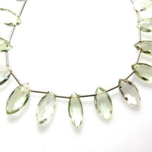 Green Amethyst Briolette Faceted Marquise Gemstone Size 7x14mm 8 Inches Aaa High Quality Green-amethystfree Shipping