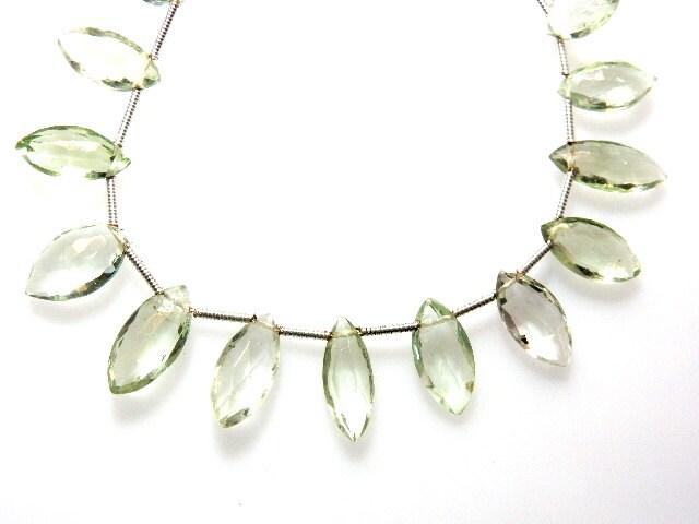 Green Amethyst Briolette Faceted Marquise Gemstone Size 7x14mm 8 Inches Aaa High Quality Green-amethystfree Shipping