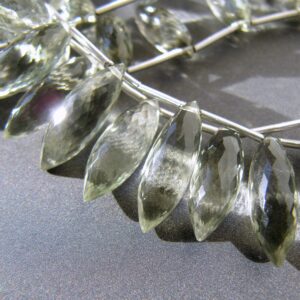 Green Amethyst Briolettes • 19x6mm • Dew drop Foxtail • AAA micro faceted • Natural Prasiolite • Pale green • Matching pairs available