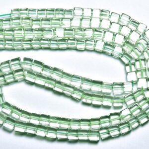 Prasiolite Cube Beads - 8 Inches - Super Quality Natural Smooth Green Amethyst Cube Shapes - Size Is 5mm #509