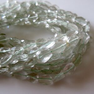 Green Amethyst Faceted Oval Beads, Natural Amethyst Gemstone beads, 8-9mm Beads, 13 Inch Strand, Sold As 5 Strand/50 Strands, GDS255
