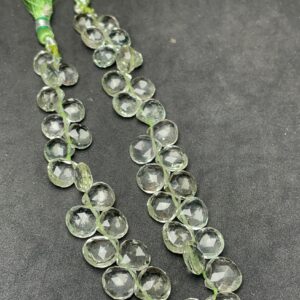 Gorgeous Green Amethyst Heart Briolette Beads, 9.5-10 Mm Approx Green Amethyst 9.5 Inches Strand Beads An Amazing Item