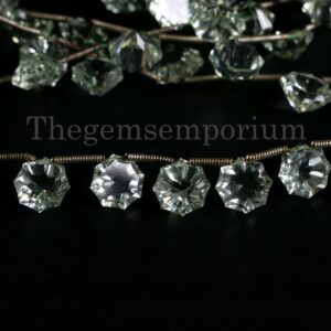Green Amethyst Hexagon Shape Beads, Faceted Briolettes Fancy Shape Beads, Loose Beads for Jewelry Making, Wholesale Beads Bulk Suppliers