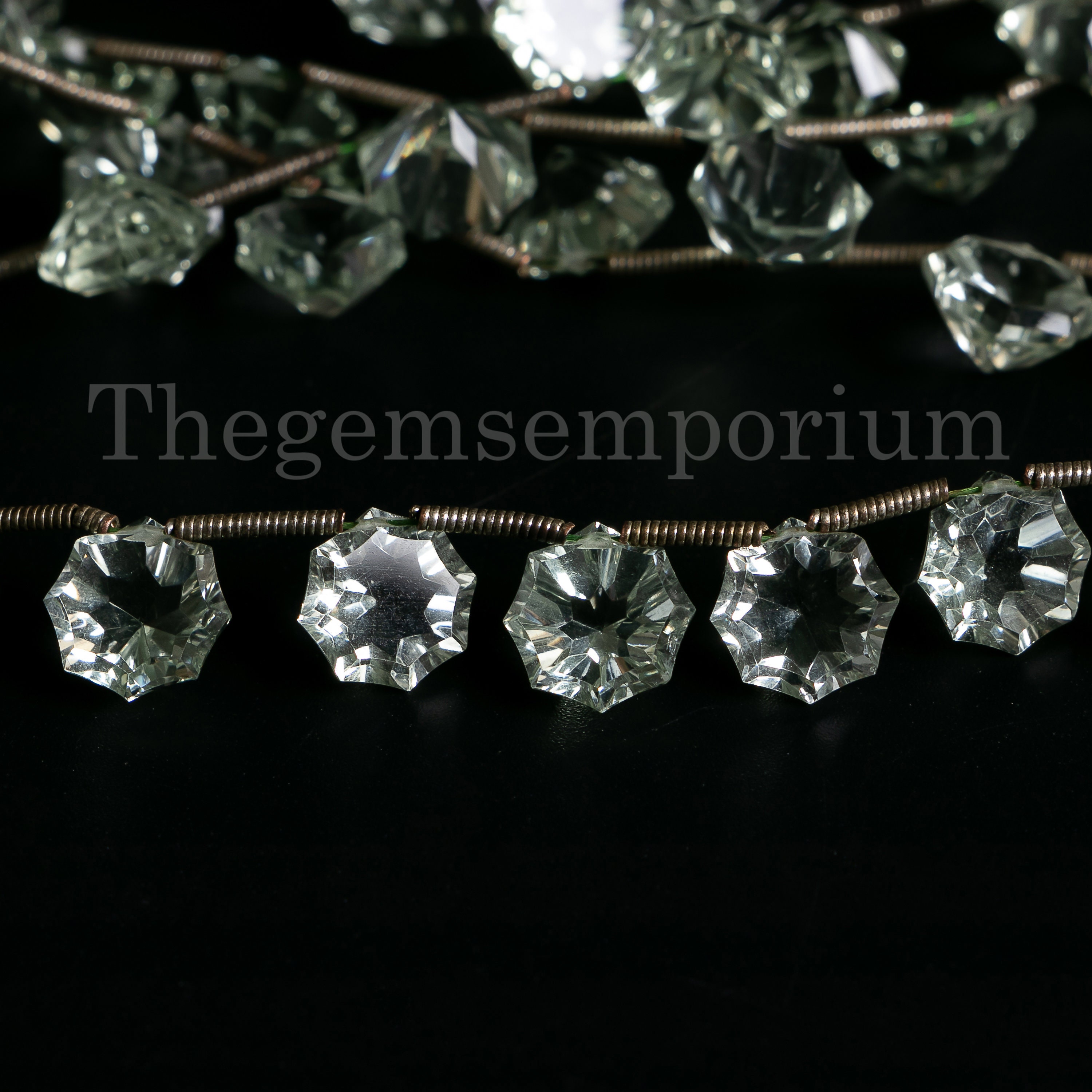 Green Amethyst Hexagon Shape Beads, Faceted Briolettes Fancy Shape Beads, Loose Beads For Jewelry Making, Wholesale Beads Bulk Suppliers
