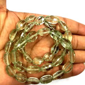 Natural Stone Green Amethyst Faceted Oval Beads 9mm Gemstone Beads 18" Strand