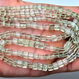 Natural Green Amethyst Cubes Beads 5.5mm to 6.5mm Smooth Cube Briolettes Gemstone Beads Amethyst Beads Sale Jewelry  16 Inch Strand No5554