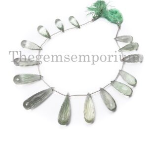 Top Quality Green Amethyst Faceted Tear Drop Beads, Extremely Rare Green Amethyst Beads, Faceted Drop Briolette, Jewelry Making Beads