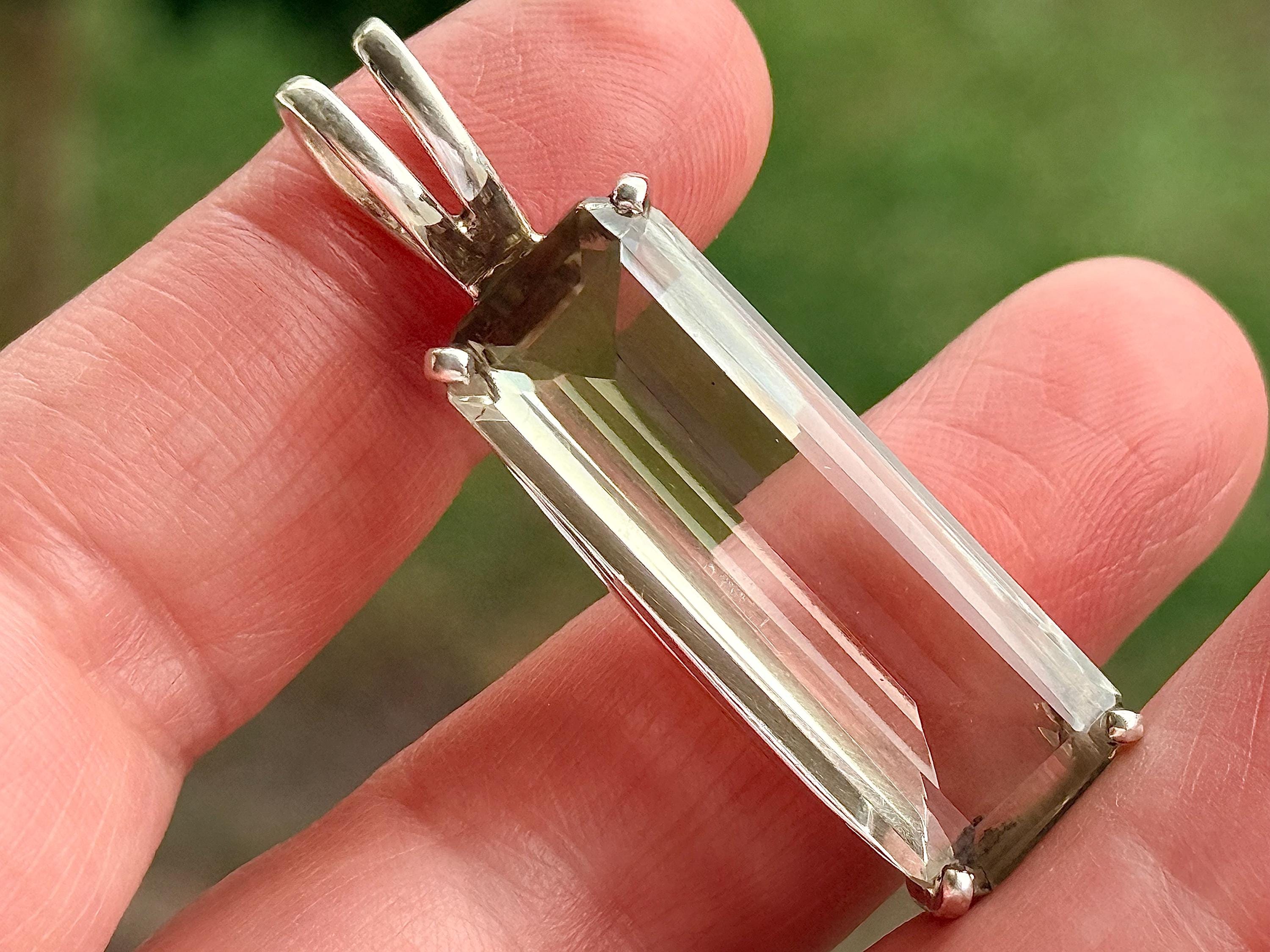 25 Ct Large Brazilian Green Amethyst, Prasiolite Square Pendant, 925 Sterling Silver 25 Ct Large Brazilian Green Amethyst, Prasiolite Square Pendant, 925 Sterling Silver