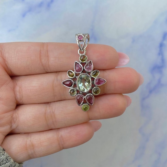 Green Amethyst Pendant / 925 Sterling Silver / Healing Gemstone / Amethyst Jewelry / Gift For Her / Oval Cut / Dainty Pendant Gra-ccp-56.
