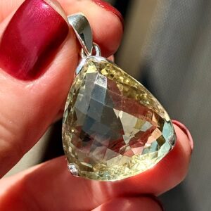 Brazilian Green Amethyst Pendant, 925 Sterling Silver, Faceted Prasiolite Necklace