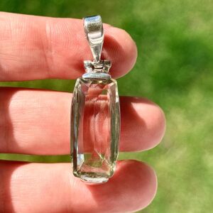 Brazilian Green Amethyst, Prasiolite Square Pendant,  925 Sterling Silver