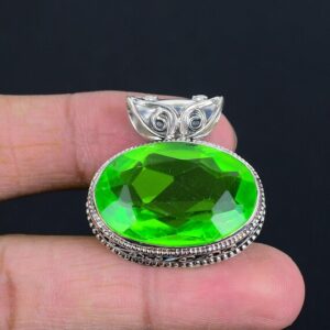 Handmade Green Amethyst Pendant: Vintage Sterling Silver Jewelry