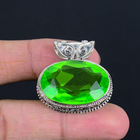 Handmade Green Amethyst Pendant: Vintage Sterling Silver Jewelry Handmade Green Amethyst Pendant: Vintage Sterling Silver Jewelry