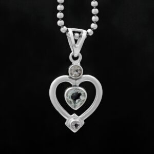 Heart-Shaped Gemstone Pendant, 925 Sterling Silver Pendant, Handmade Jewelry, Green Amethyst Pendant, Gift For Her Heart-Shaped Gemstone Pendant, 925 Sterling Silver Pendant, Handmade Jewelry, Green Amethyst Pendant, Gift For Her