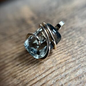 Green amethyst in 14k gold pendant