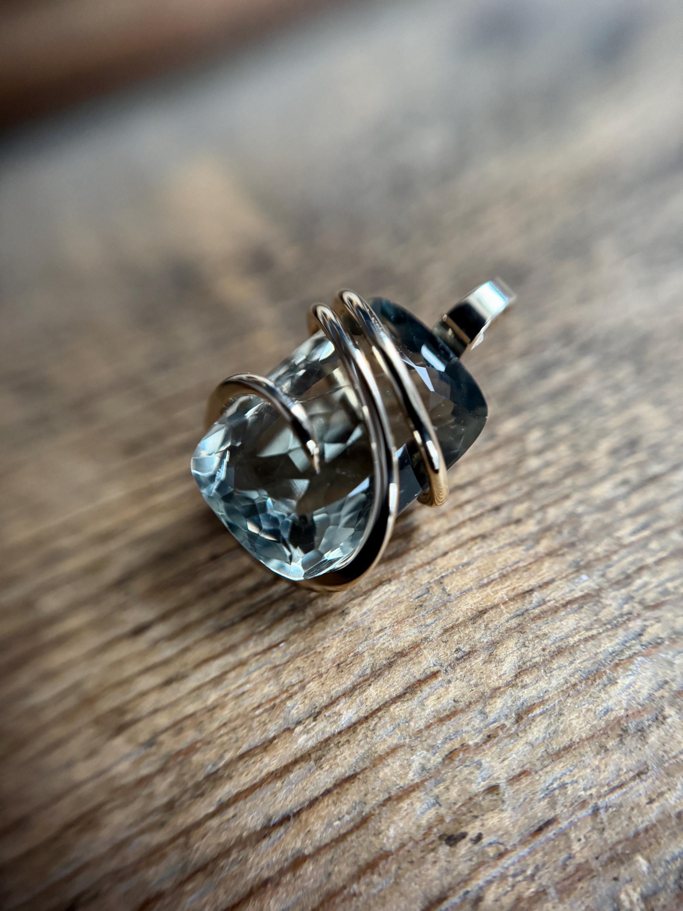 Green Amethyst In 14k Gold Pendant Green Amethyst In 14k Gold Pendant