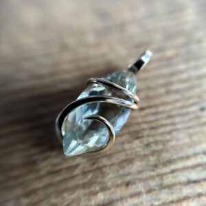 Green amethyst in 14k gold pendant