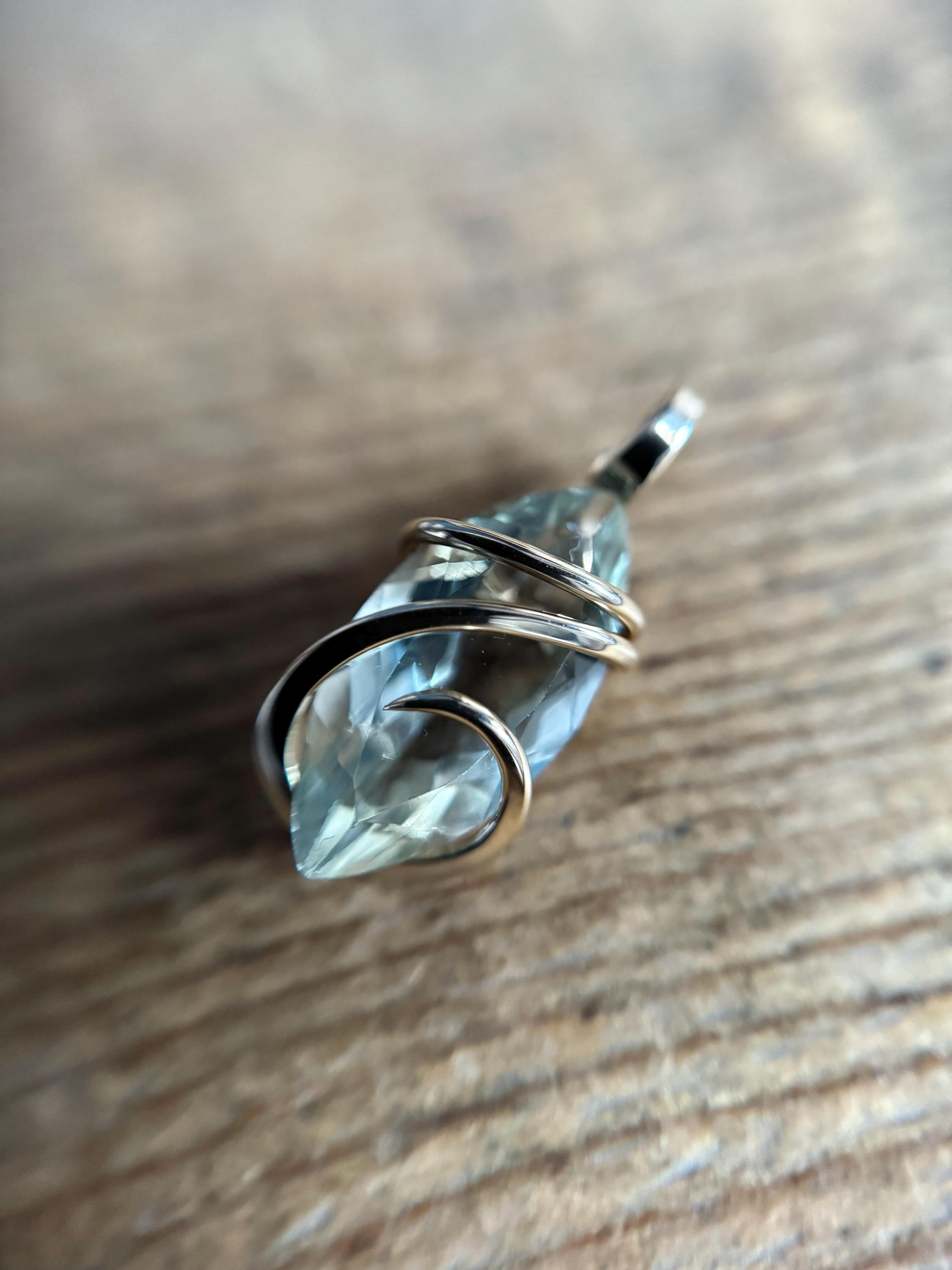 Green Amethyst In 14k Gold Pendant