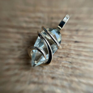 Green amethyst in 14k gold pendant