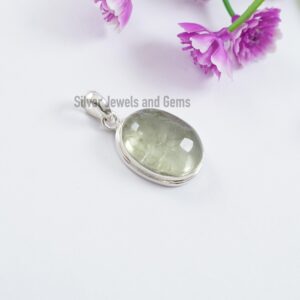 Natural Green Amethyst Pendant, 925 Sterling Silver Pendant, Birthday Pendant, Oval Gemstone Pendant, Handmade Pendant