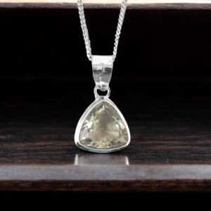 Natural Green Amethyst Sterling Silver Pendant, Handmade February Birthstone
