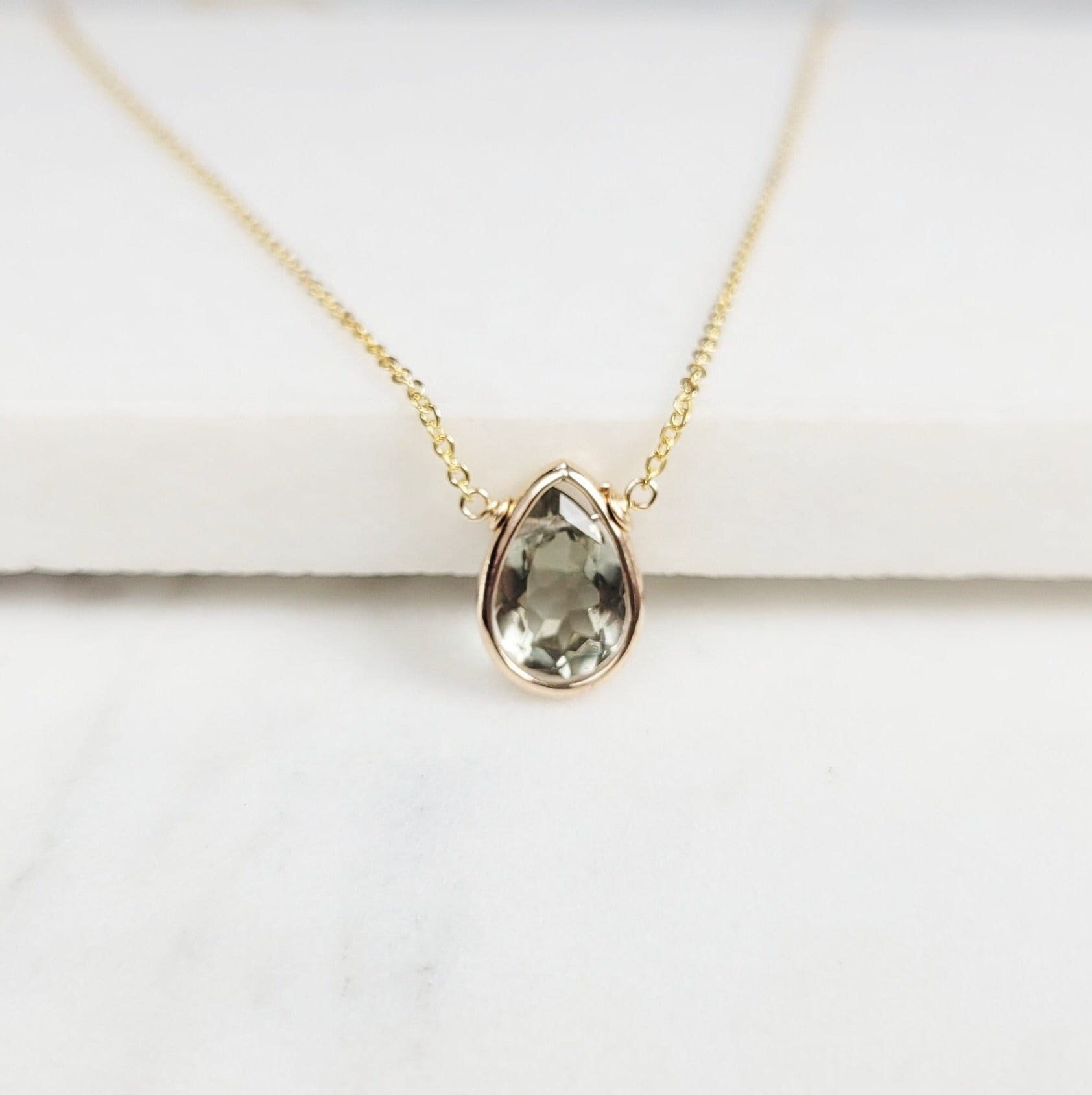 Green Amethyst Necklace, February Birthstone Necklace, Gemstone Necklace, Simple Gold Necklace, Necklaces For Women, Amethyst Pendant, Gift