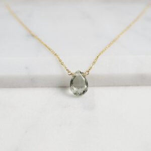 Green Amethyst Necklace, February Birthstone Necklace, Gemstone Necklace, Simple Gold Necklace, Necklaces for Women, Amethyst Pendant, Gift