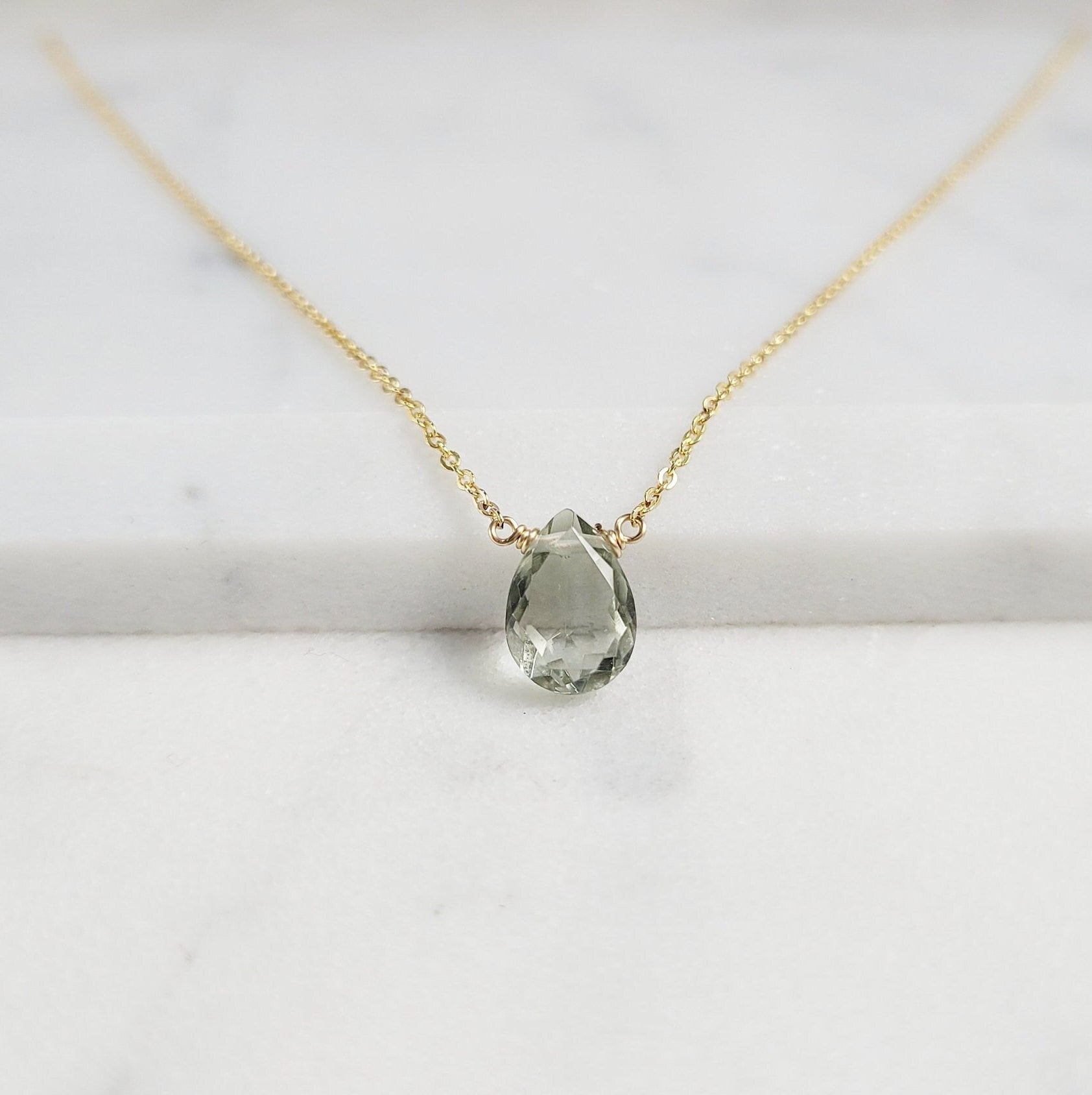 Green Amethyst Necklace, February Birthstone Necklace, Gemstone Necklace, Simple Gold Necklace, Necklaces For Women, Amethyst Pendant, Gift