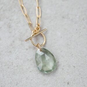 Green amethyst pendant Necklace, Green amethyst necklace, Green amethyst jewelry, 14K gold filled Green amethyst *md