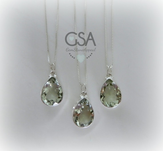 Green Amethyst Necklace, Amethyst Pendant, Prasiolite Necklace, February Birthstone, Genuine Green Prasiolite Amethyst, Gemstone Appeal, Gsa
