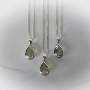 Green Amethyst Necklace, Sterling Silver • Amethyst Pendant • Prasiolite Necklace • February Birthstone • Genuine Green Prasiolite Amethyst