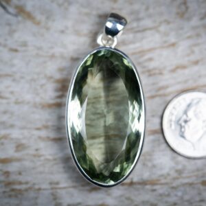 Oval Green Quartz Pendant - Mint Green Amethyst, Prasiolite In Solid Sterling Silver