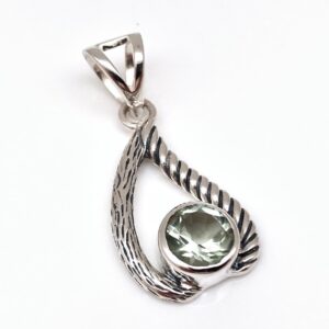 Green Amethyst Pendant // Oxidized Setting // 925 Sterling Silver