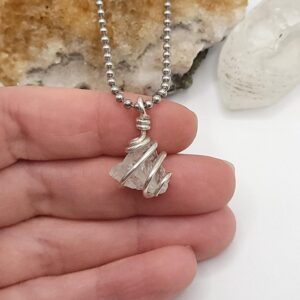 Prasiolite Necklace, Silver Wire Wrapped Prasiolite Pendant