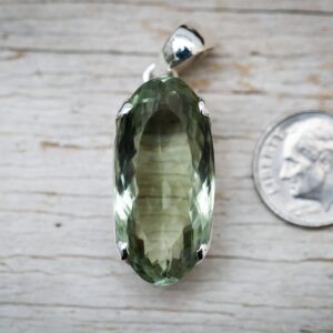 Prasiolite Pendant: Oval Cut Green Amethyst, Sterling Silver