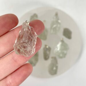 Rough Prasiolite Pendant - Green Amethyst Crystal