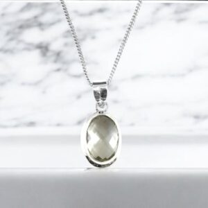 Green Amethyst Sterling Silver Pendant, Handmade Celtic Knot Necklace