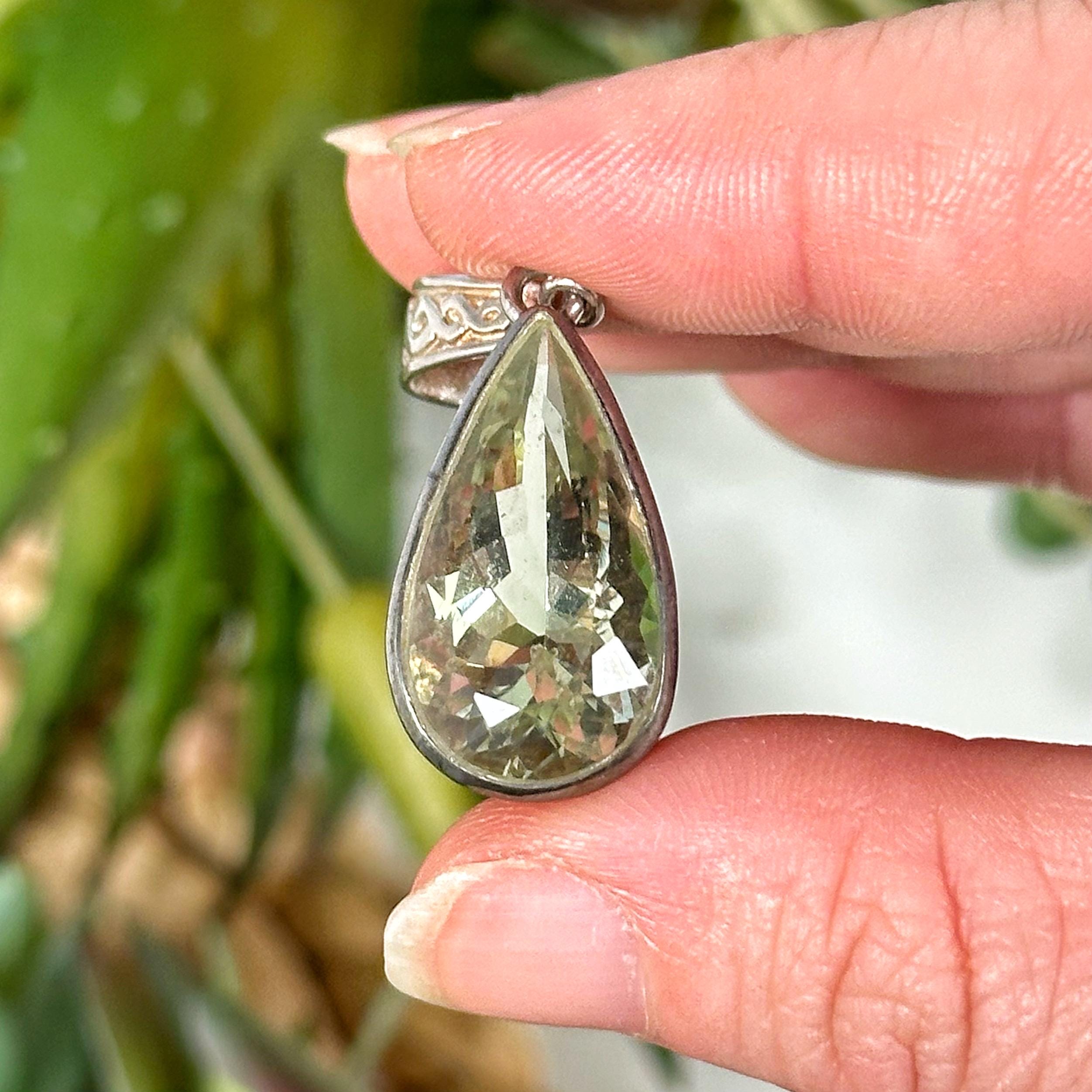 Prasiolite Pendant | 6g | - #1 (polished Green Crystal Necklace, Stone Jewelry, Heart Chakra)