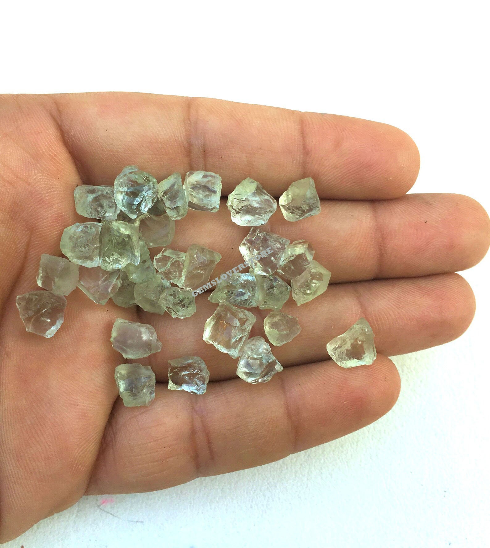 50 Pieces Green Amethyst Rough , 2-4 Mm Size 50 Pieces Green Amethyst Rough , 2-4 Mm Size