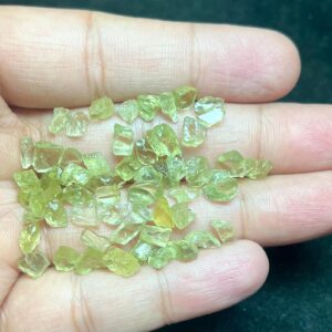 Natural Green Amethyst Rough Lot | Transparent Prasiolite Crystal 6-8mm