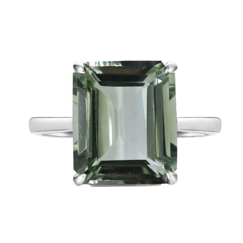 Green Amethyst Ring 925 Sterling Silver Ring For Women Statement Ring Birthday Gift For Her Dainty Prasiolite Ring Handmade Designer Ring