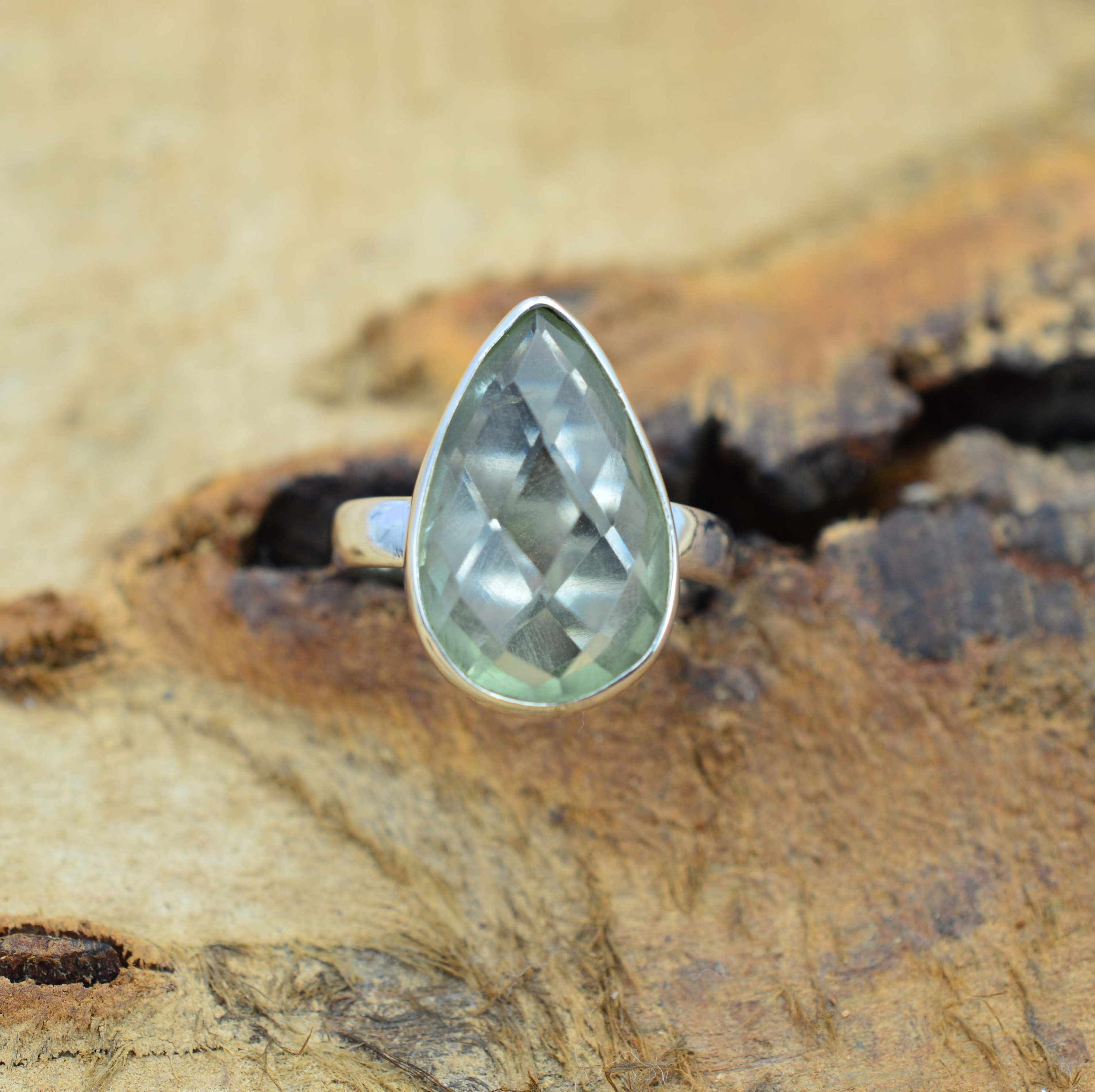 Amethyst 925 Sterling Silver Cut Green Amethyst Gemstone Ring Amethyst 925 Sterling Silver Cut Green Amethyst Gemstone Ring