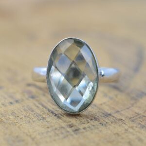 Amethyst 925 Sterling Silver Cut Green Amethyst Oval Shape Gemstone Ring Amethyst 925 Sterling Silver Cut Green Amethyst Oval Shape Gemstone Ring