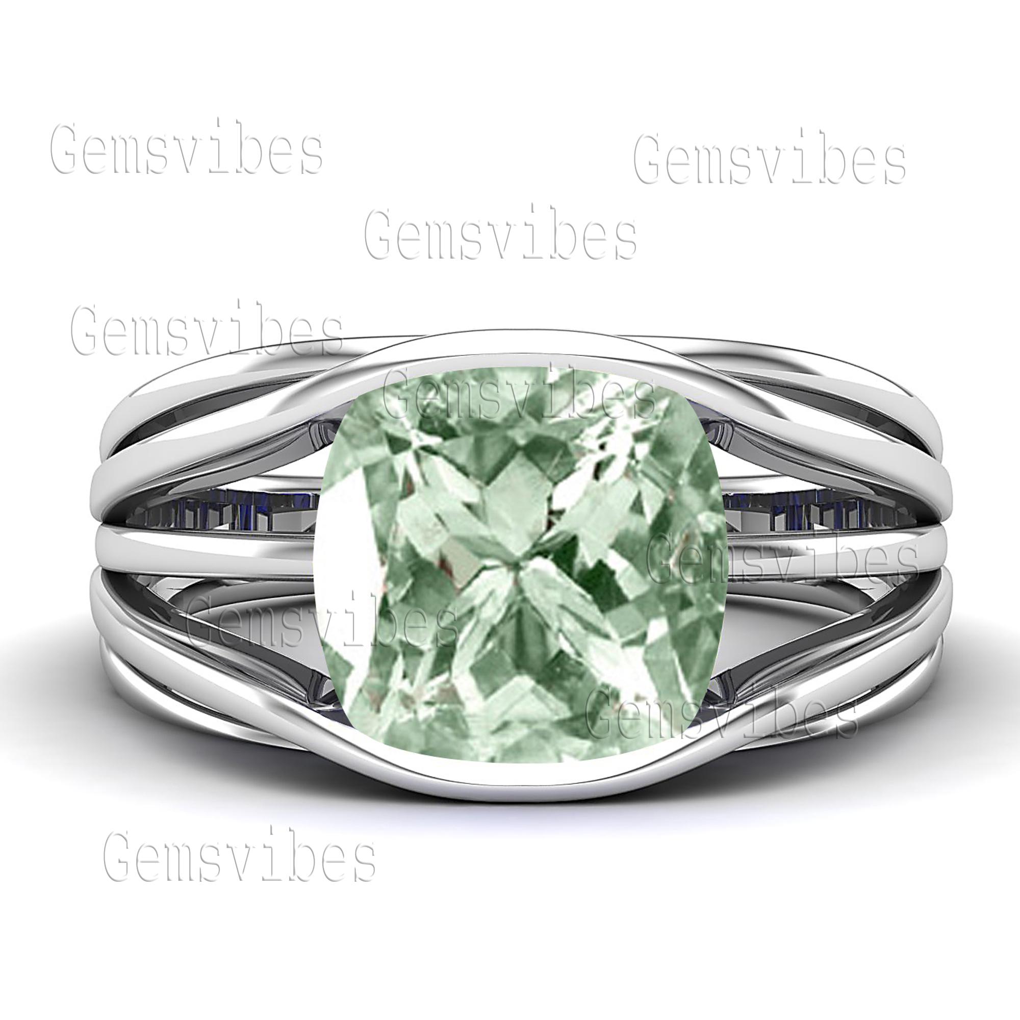 Green Amethyst Ring 925 Sterling Silver Ring For Women Statement Ring Birthday Gift For Her Dainty Prasiolite Ring Handmade Designer Ring