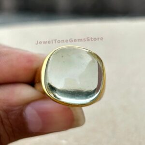 Antique Cushion Prasiolite Ring: 925 Sterling Silver Solitaire Antique Cushion Prasiolite Ring: 925 Sterling Silver Solitaire