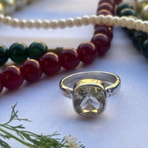 Cushion Cut Green Amethyst 925 Sterling Silver Ring- Birthstone Band (10*10 Mm) Cushion Cut Green Amethyst 925 Sterling Silver Ring- Birthstone Band (10*10 Mm)