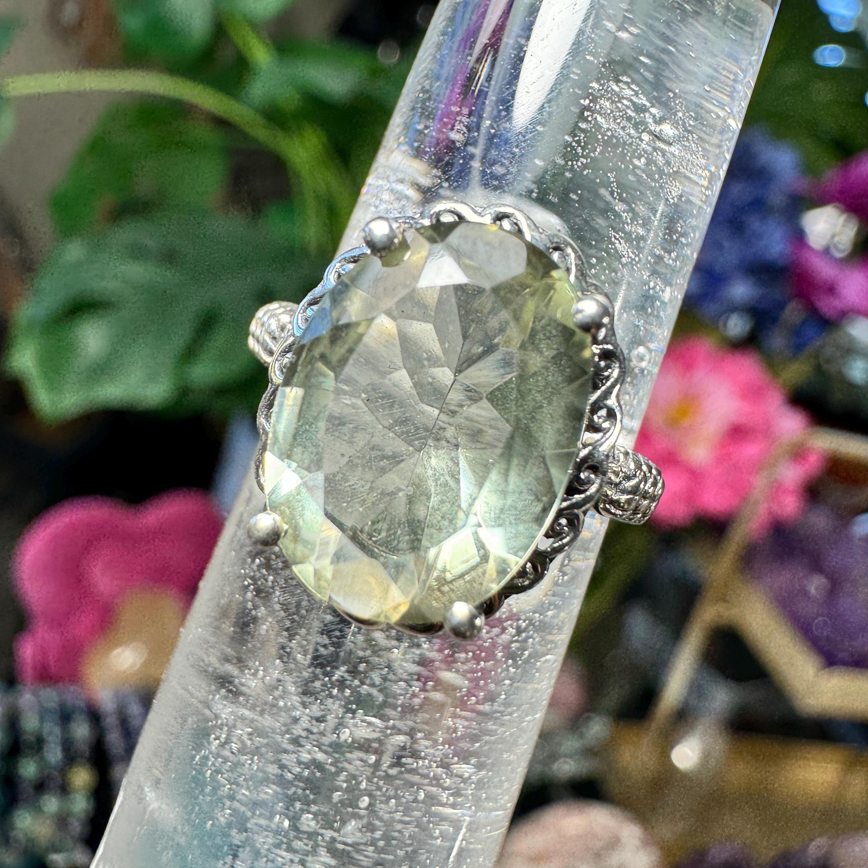 Facet Green Amethyst Statement Ring | Amethyst Ring | Size 7