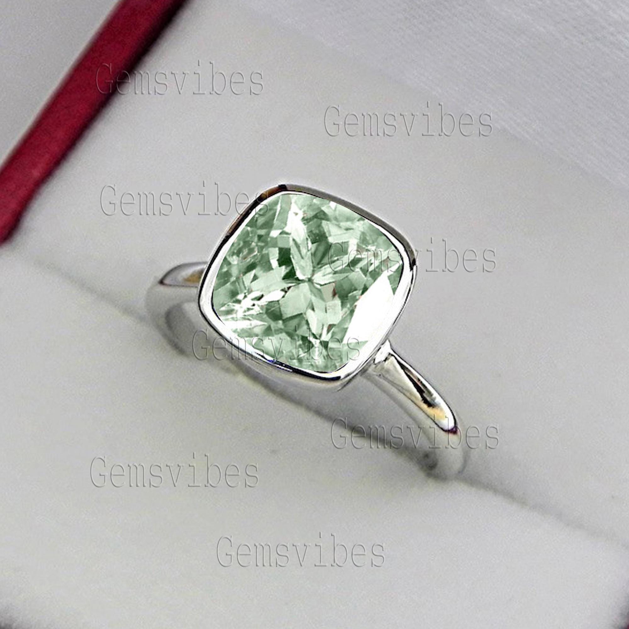 Handmade Jewelry Green Amethyst Ring 925 Sterling Silver Ring For Women Statement Gemstone Ring Birthday Gift For Her Dainty Prasiolite Ring